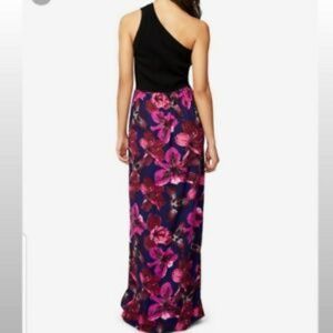 Rachel Roy XS one shoulder floral maxi dress pink